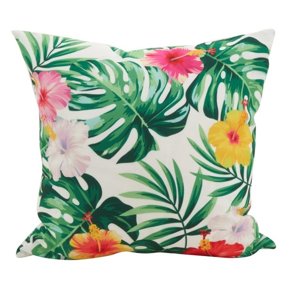 Saro Lifestyle SARO 1472.M18S 18 in. Square Tahiti Printed Flower Pillow  Multi Color 1472.M18S